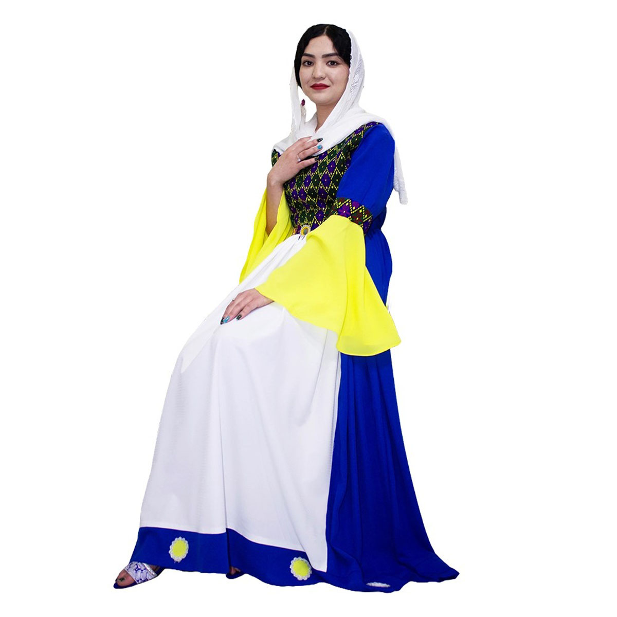 Hazargi Afghan Design Party Dress | Hand-embroidered Women Dress