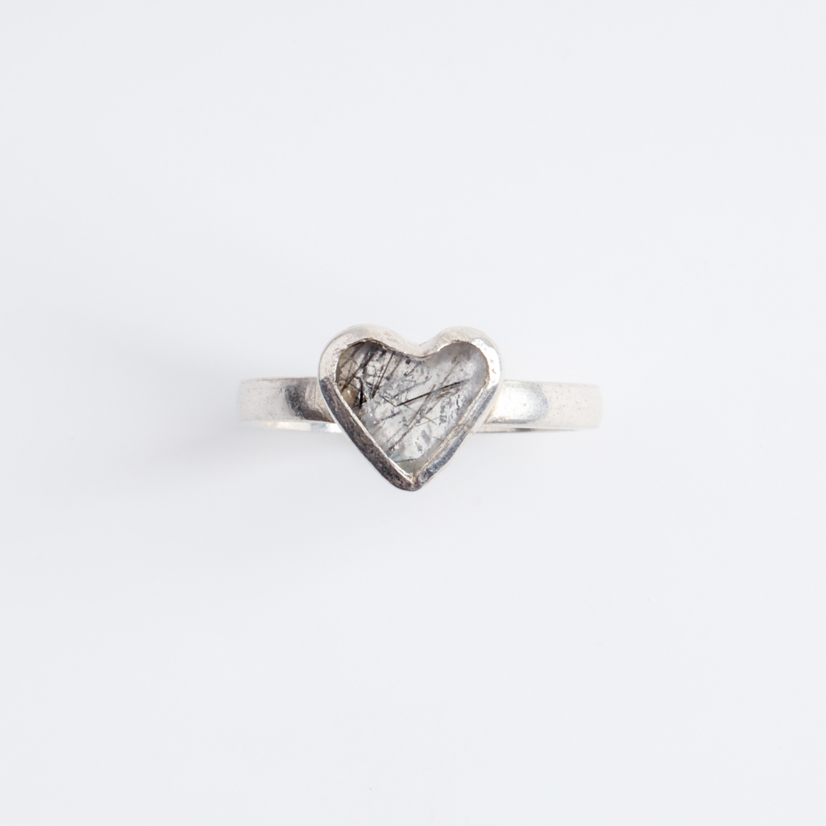 Heart Shape Silver Ring with Natural Stone