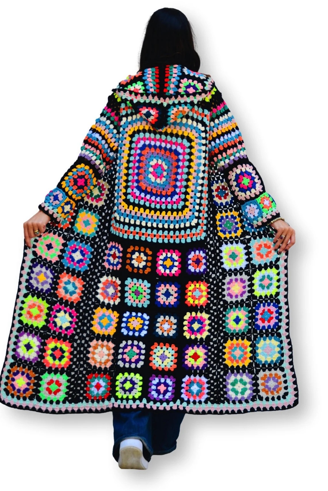 Long Oversize Crochet  Square Coat