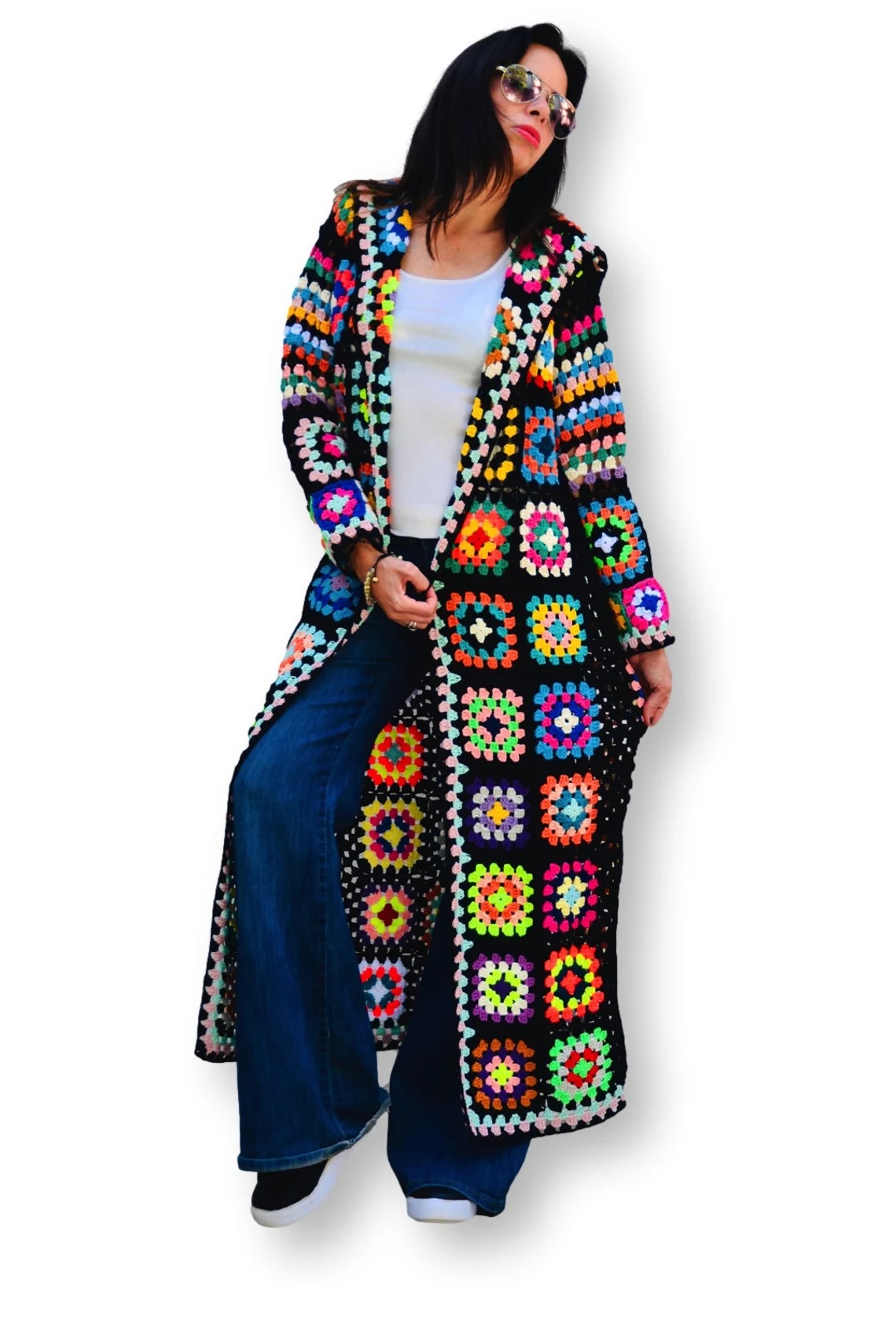 Long Oversize Crochet  Square Coat