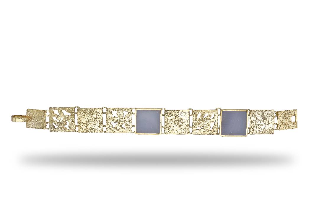 Black Agate Stone Gold Plated Bracelet | Brass Birthstone Bracelet