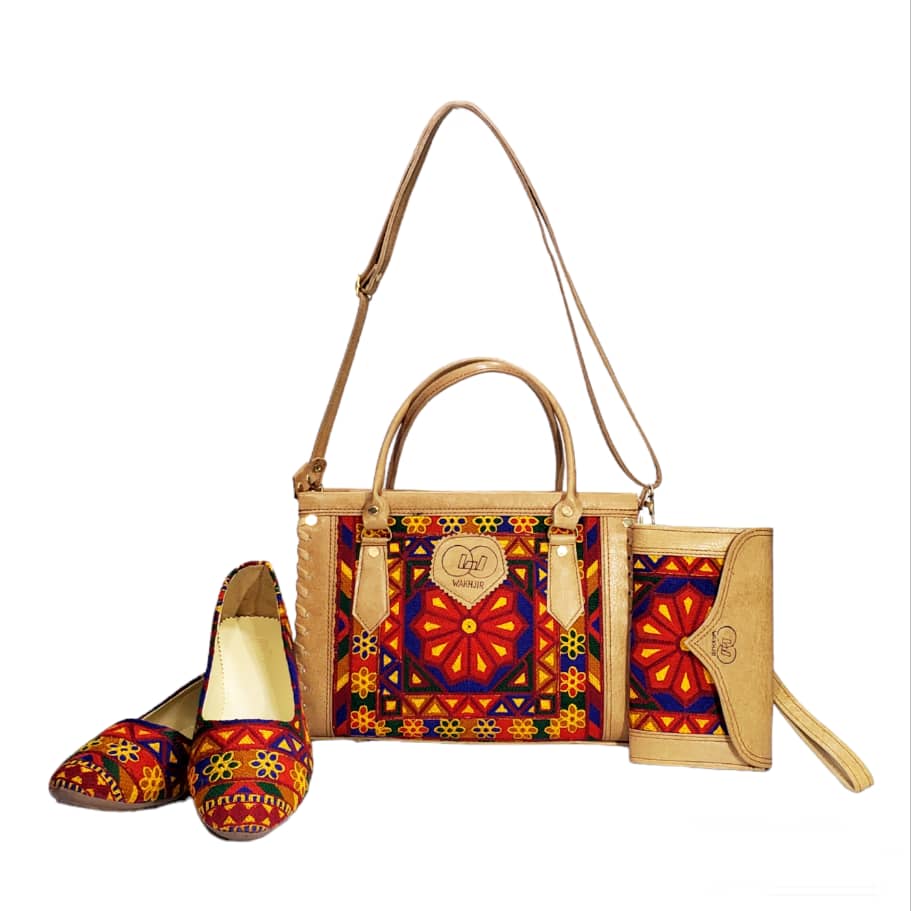 Cream Leather Matching Bag, Purse & Shoes | Handmade Satchel Bag, Clutch Purse, Flat Shoes