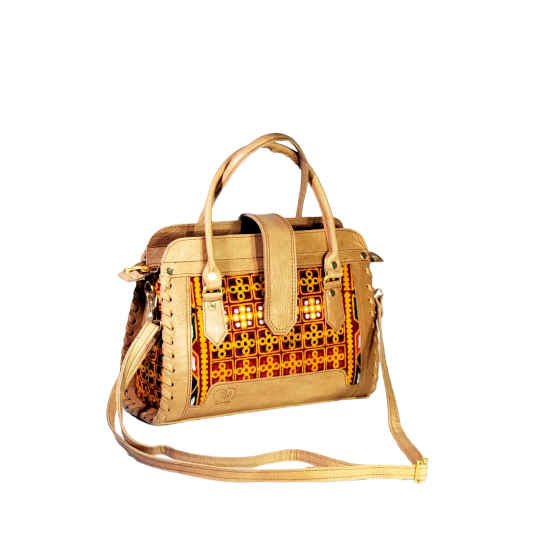 Handcrafted Leather Matching Bag, Purse & Shoes | Cream Satchel Bag, Clutch Purse, Flat Shoes 