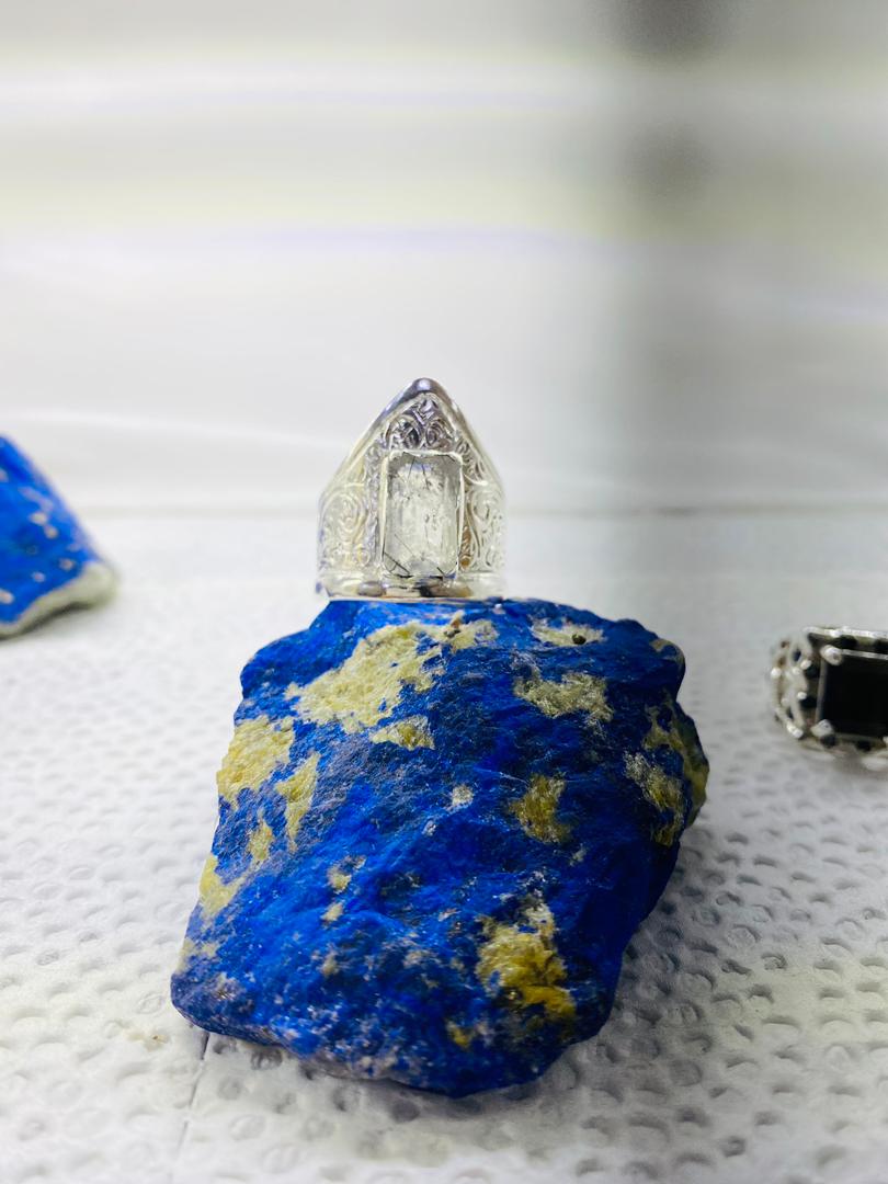 Hairy Quartz Royal Ring | Silver Crown Design Ring 