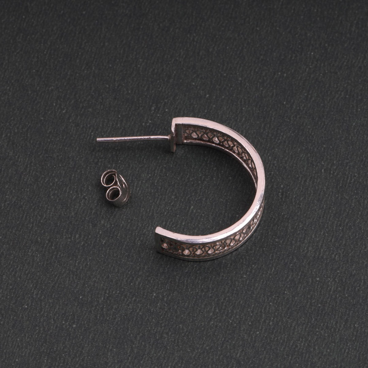 Silver Earring | Intricately Designed Hoop