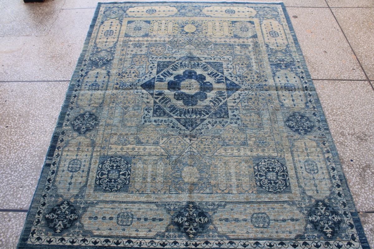 Antique Blue Mamlook Design Chobrang Carpet 