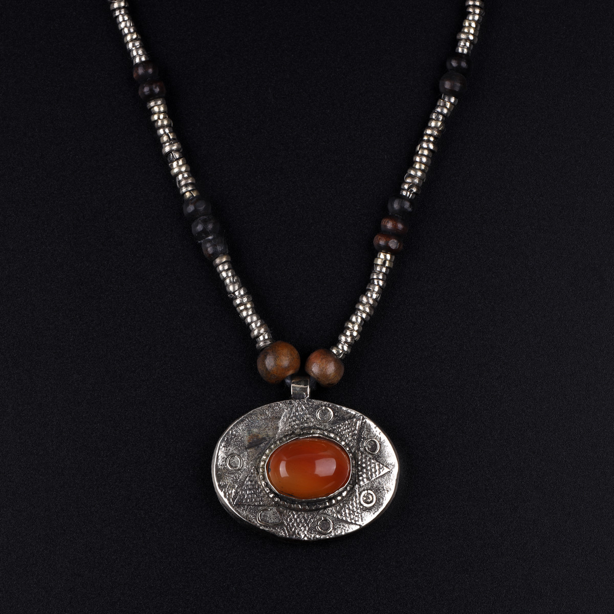 Red Coral Gilt Pendant | Afghan Tribal Necklace