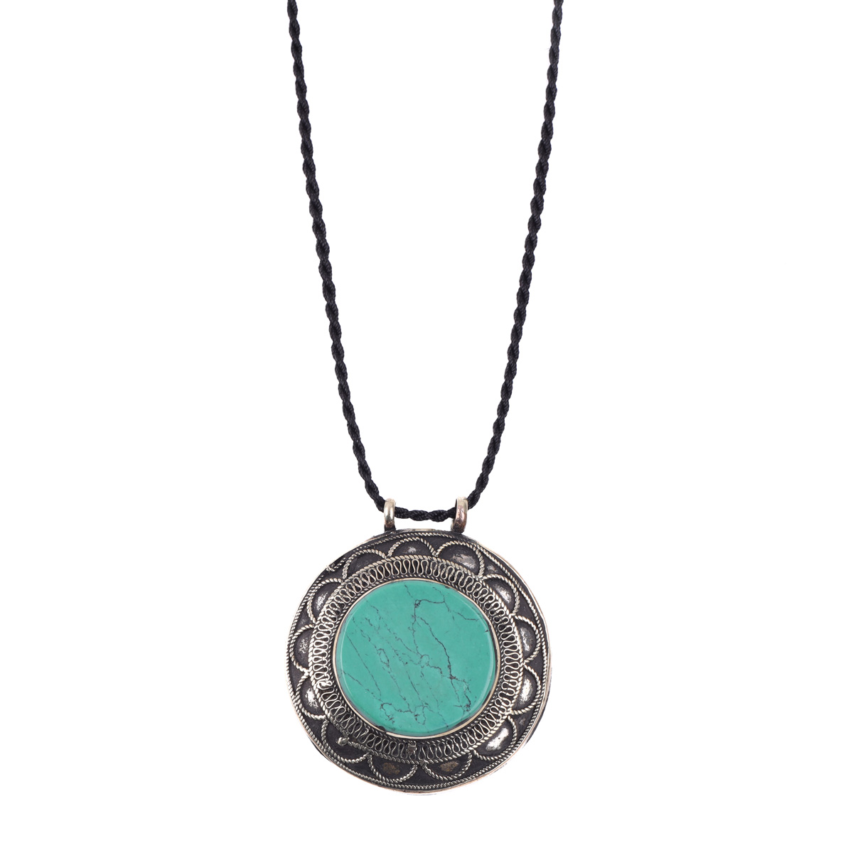 Green Turquoise Pendant|Traditional Style Necklace
