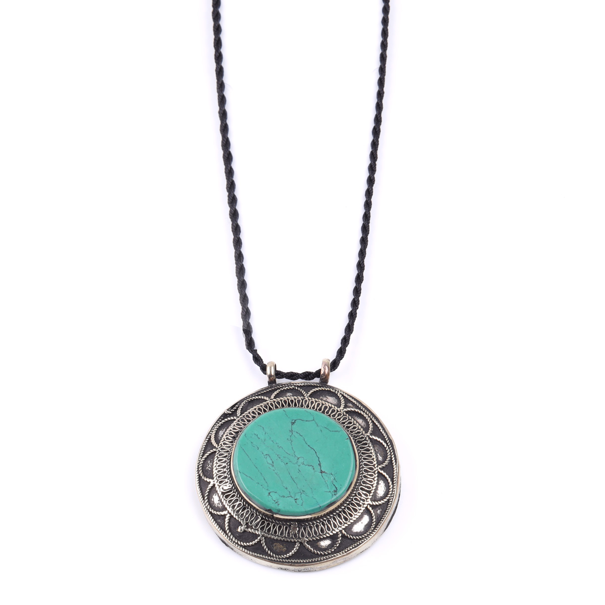 Green Turquoise Pendant|Traditional Style Necklace
