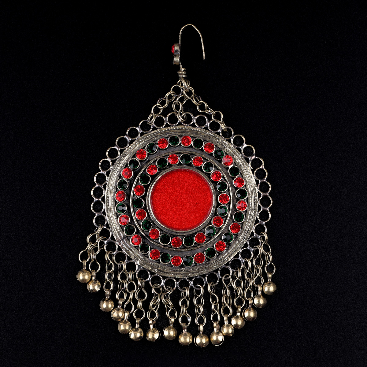 Red Stone Dangle Headpiece Jewelry | Afghan Tribal Hook Mathapati 