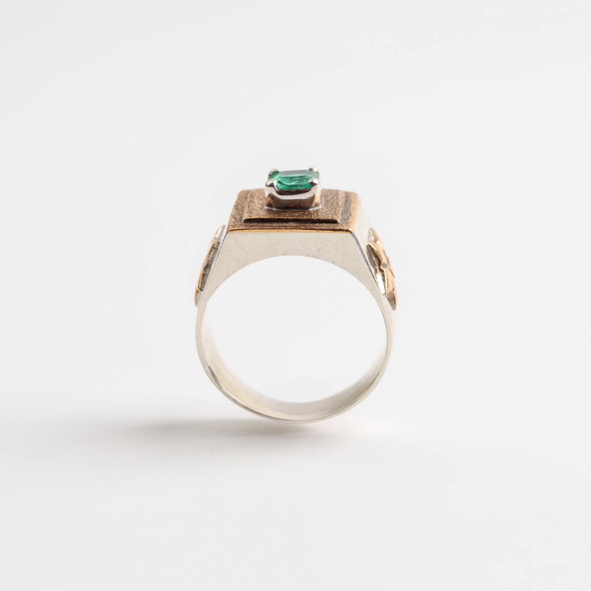 Silver Brass Ring with Panjshir Emerald Stone