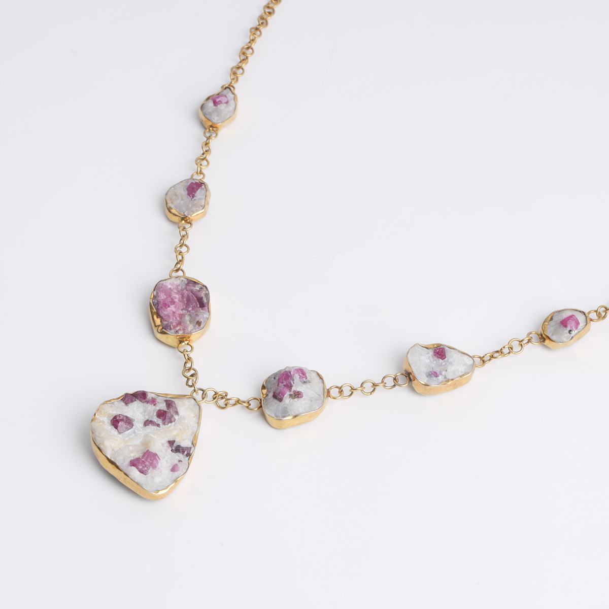 Gold-Plated Ruby in Matrix Gemstone Necklace & Ring Set
