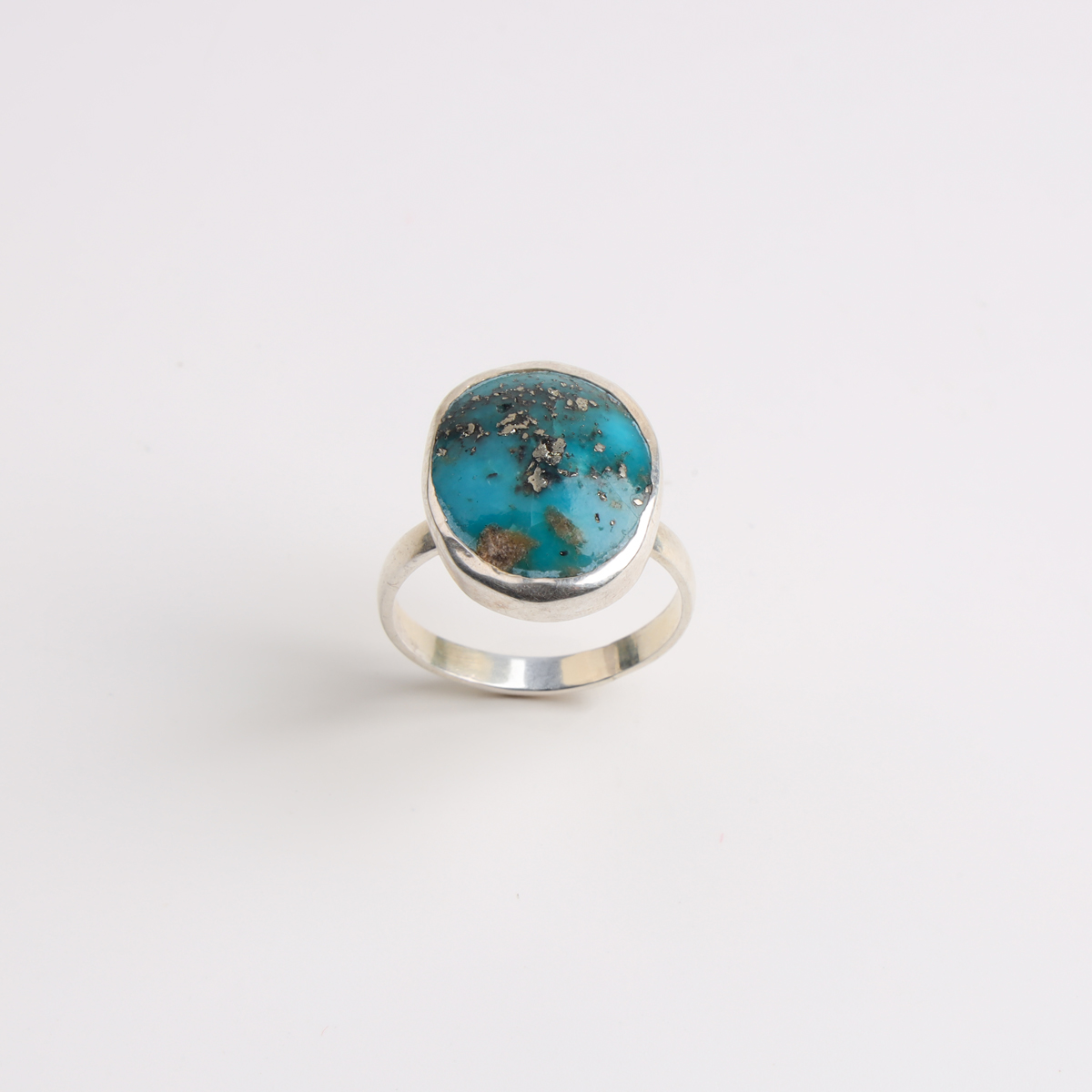 Handcrafted Silver Ring with Turquoise Gemstone