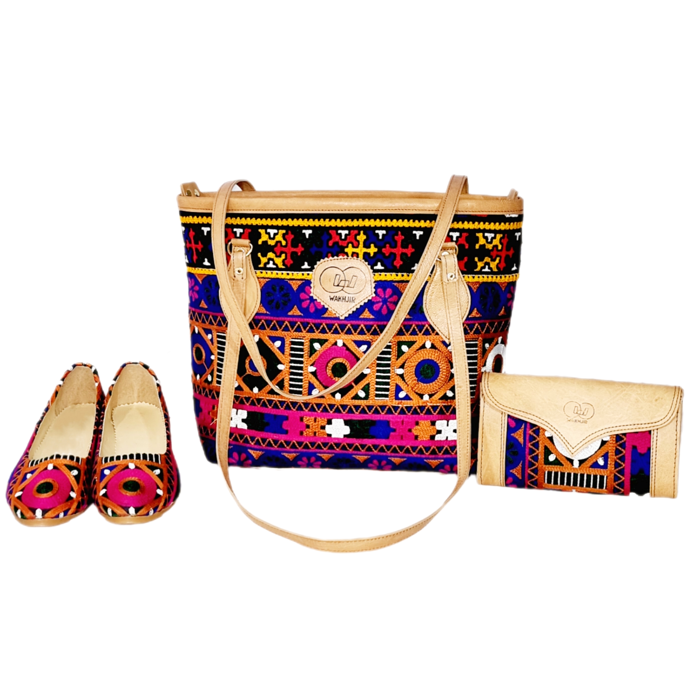 Cream Leather Matching Bag, Purse & Shoes | Tote Shoulder Bag, Clutch Purse, Flat Shoes