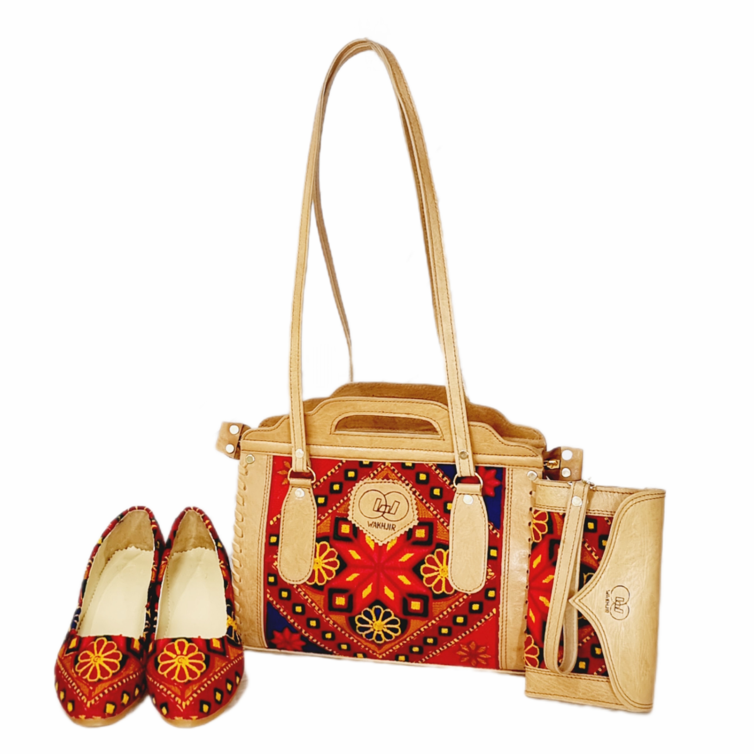 Cream Leather Matching Bag, Shoes & Purse | Handmade Satchel Bag, Envelope Purse, Flat Shoes