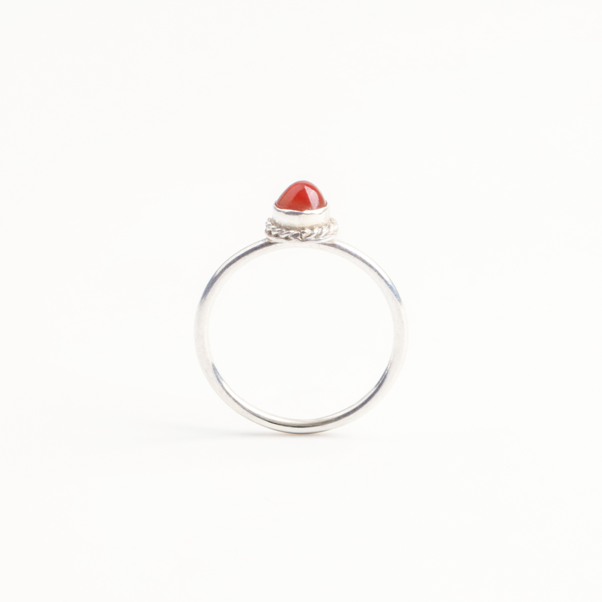 Silver Ring with Red Agate Stone