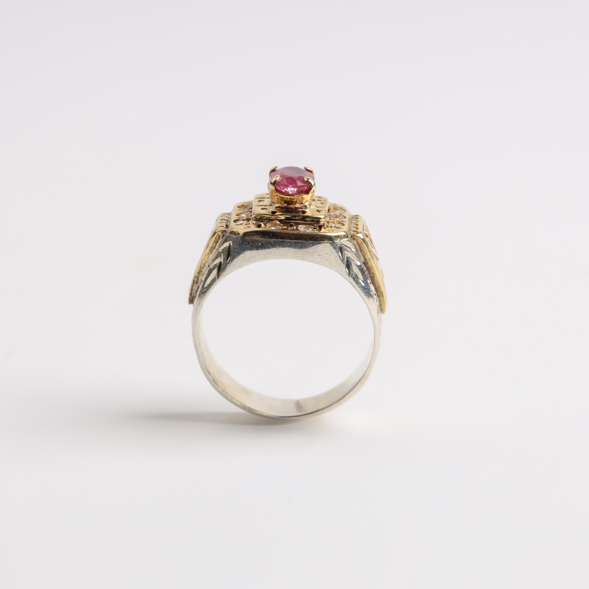 Royal Ruby Two-Tone Sterling Silver Men Ring