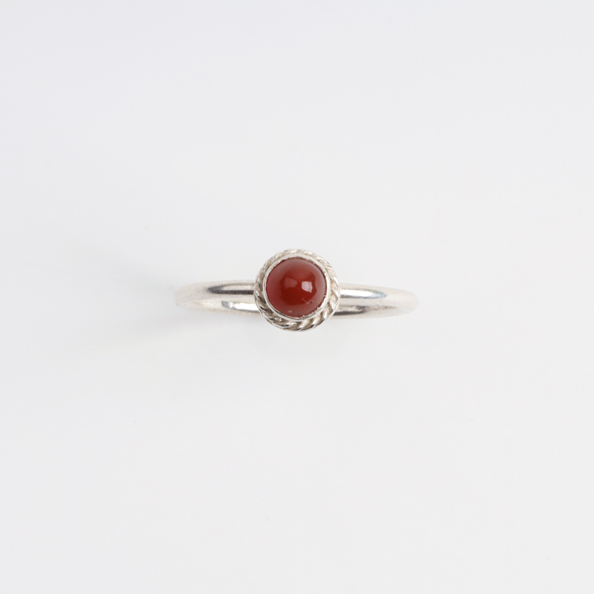 Silver Ring with Red Agate Stone