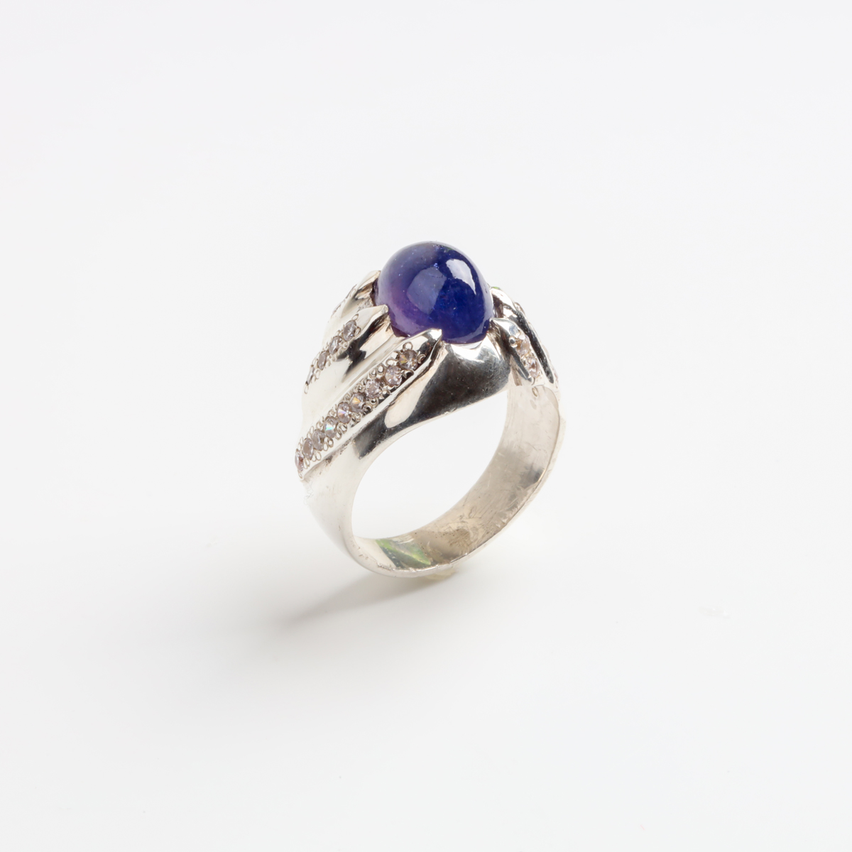 Men’s Blue Sapphire Sterling Silver Statement Ring