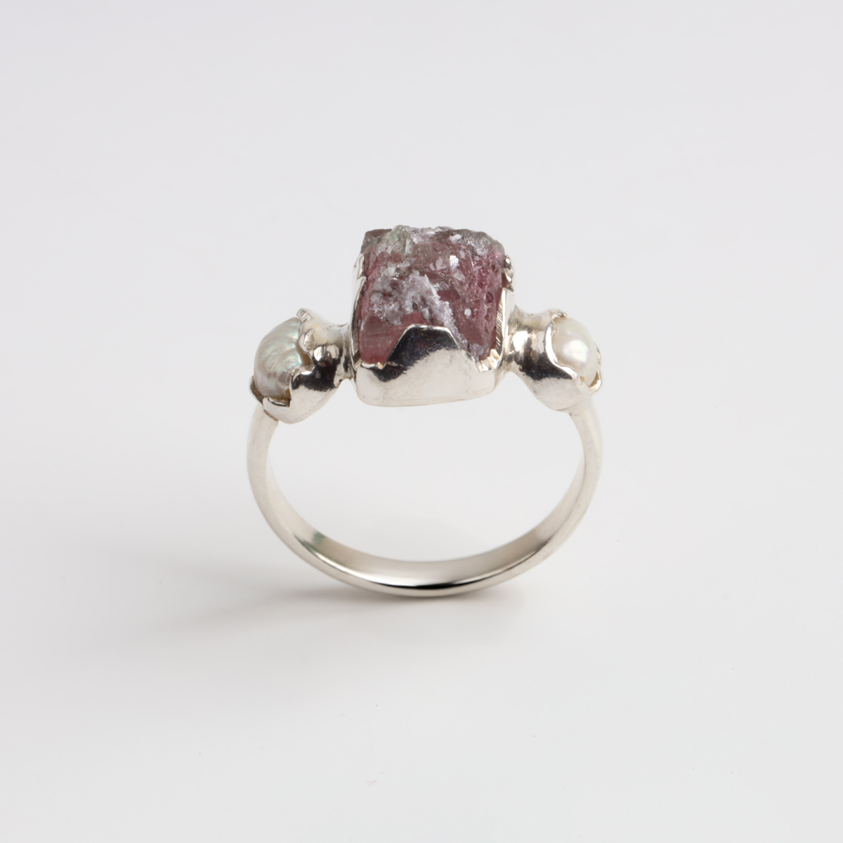 Raw Cut Natural Stone Handmade Silver Ring