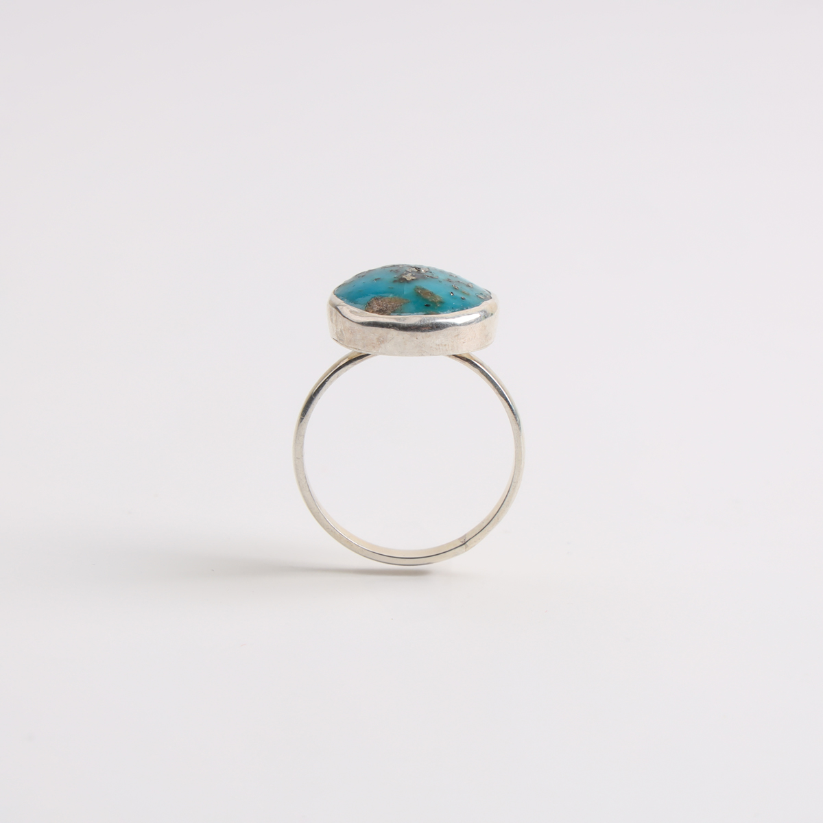 Handcrafted Silver Ring with Turquoise Gemstone