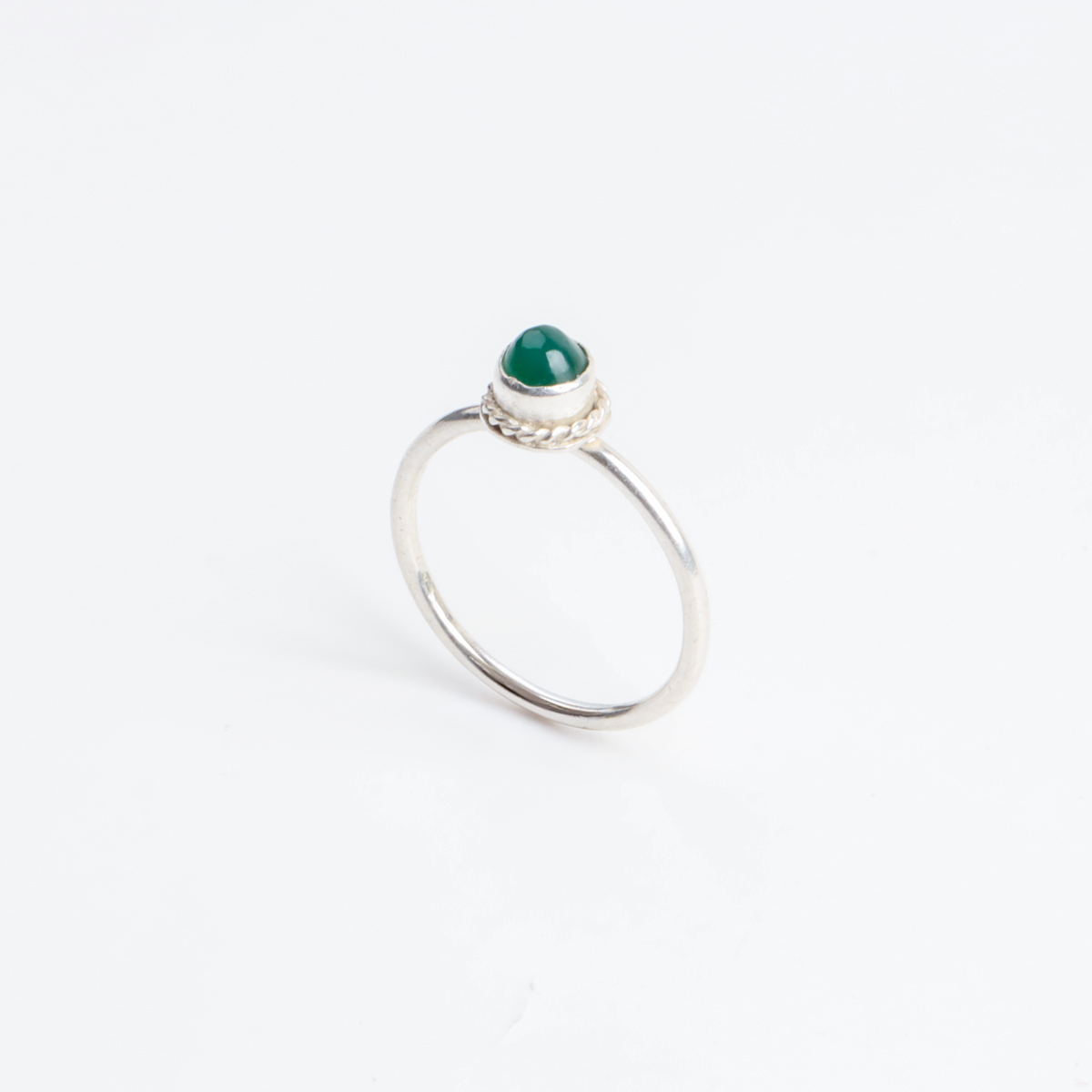Minimalist Green Onyx Sterling Silver Women’s Ring