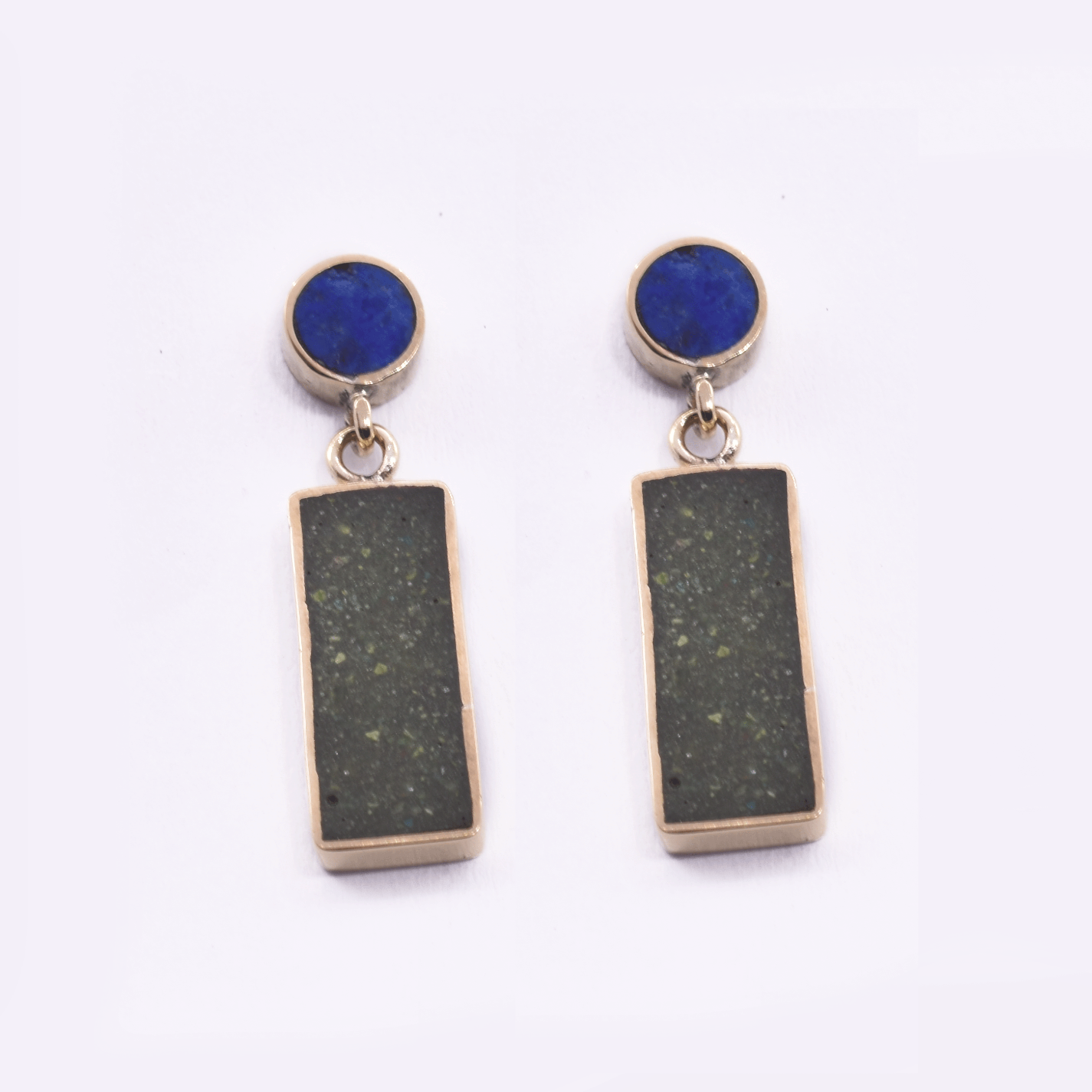 Two Stone Gold Plated Rectangle Tops | Brass Dangle Drop Tops