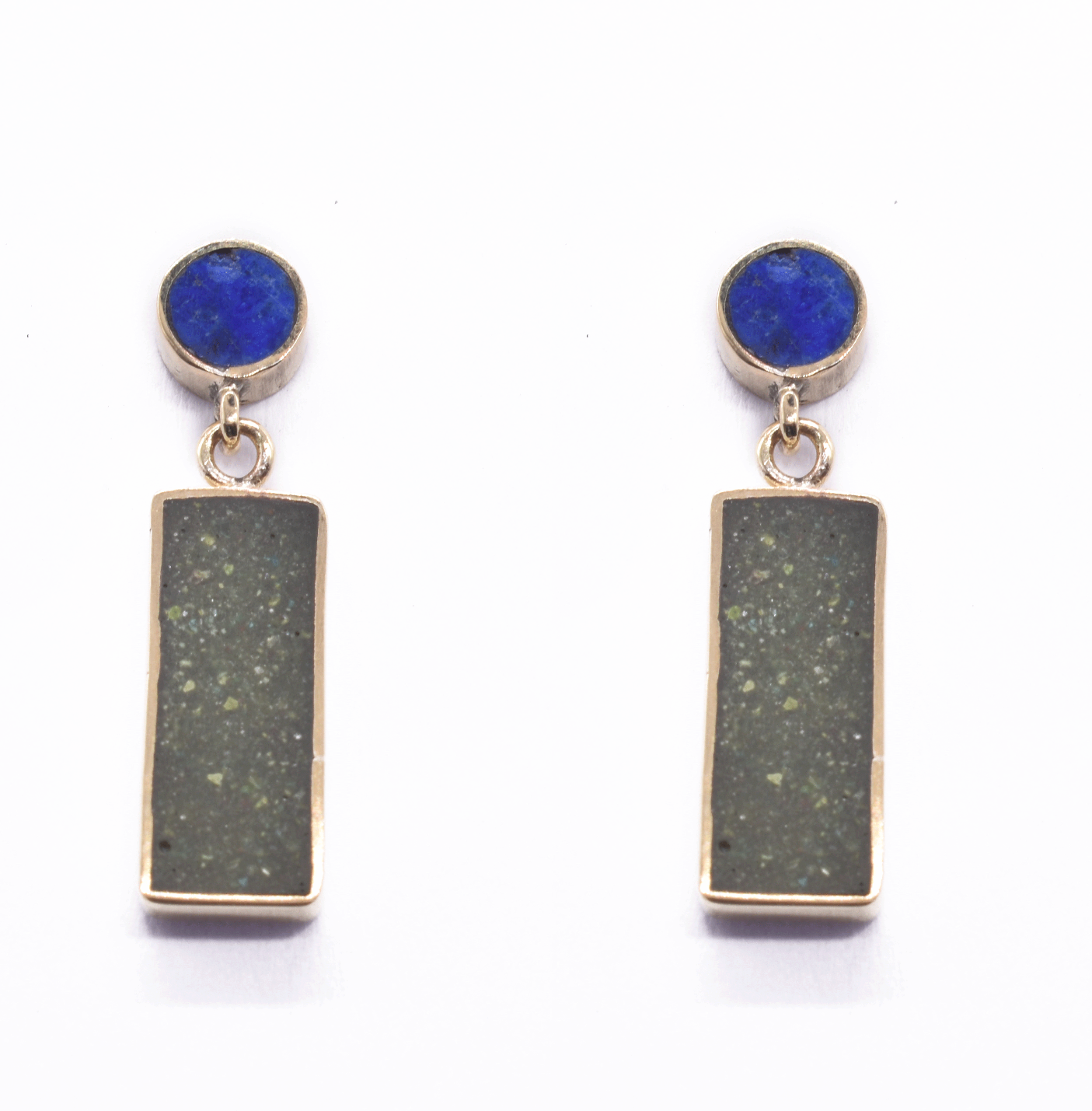 Two Stone Gold Plated Rectangle Tops | Brass Dangle Drop Tops