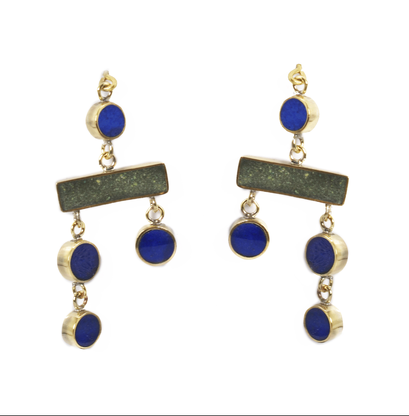 Turquoise Gold Plated Hook Earrings | Brass Rectangle Style Dangle Earrings