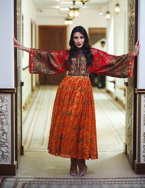 Balouchi Embroidered Flower Pattern Dress