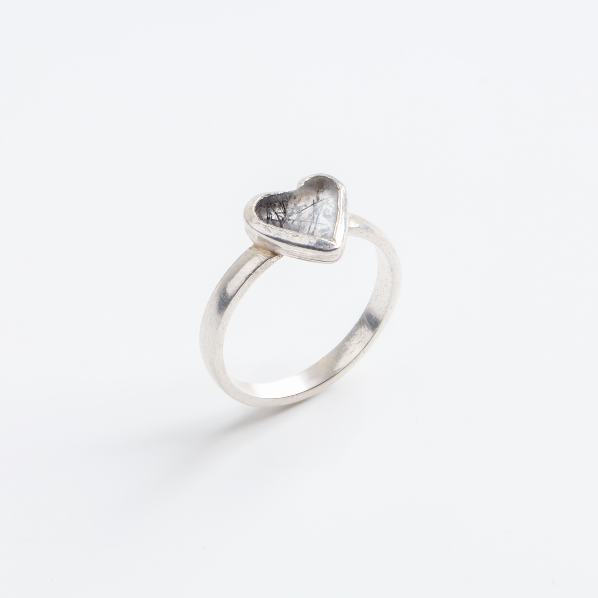 Heart Shape Silver Ring with Natural Stone