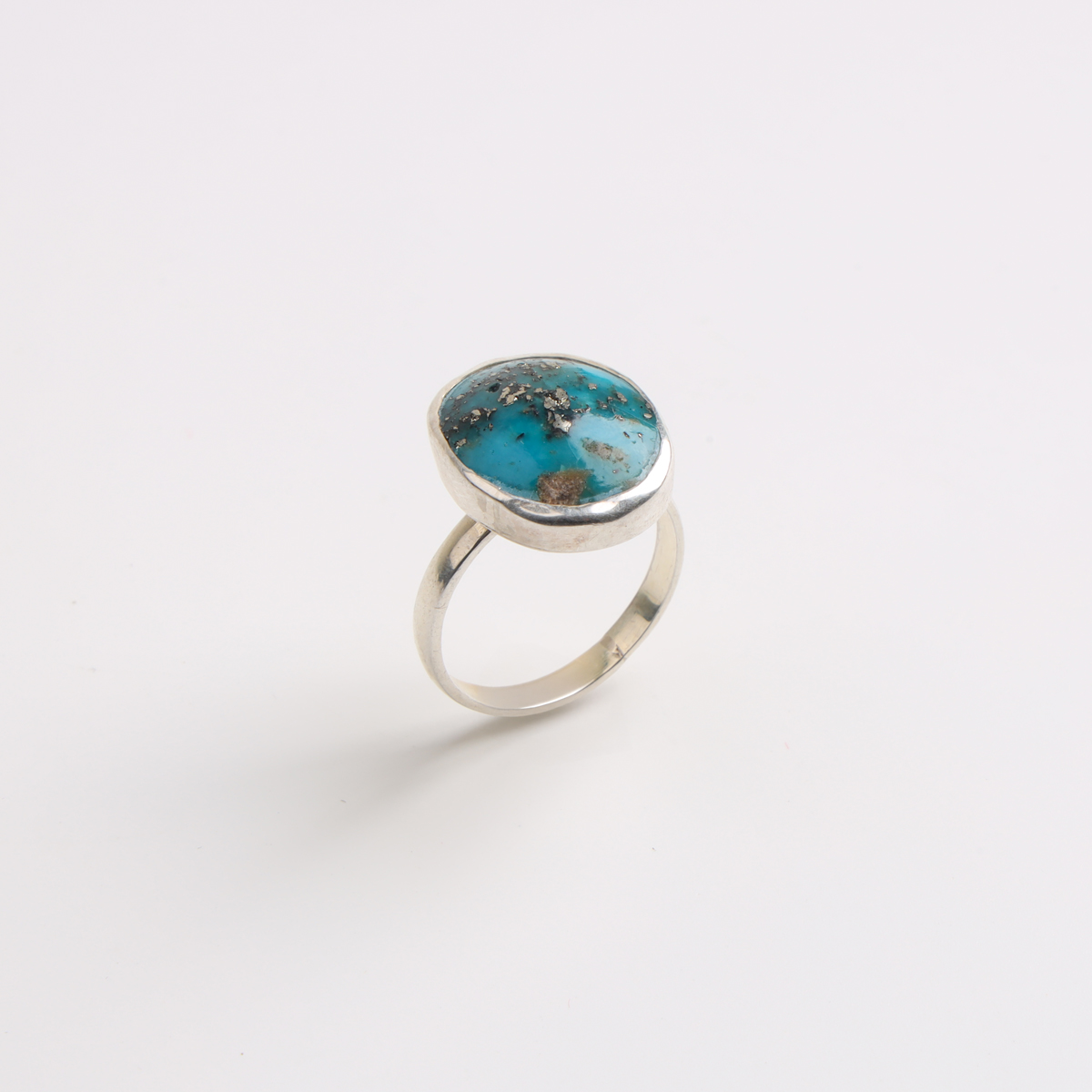 Handcrafted Silver Ring with Turquoise Gemstone