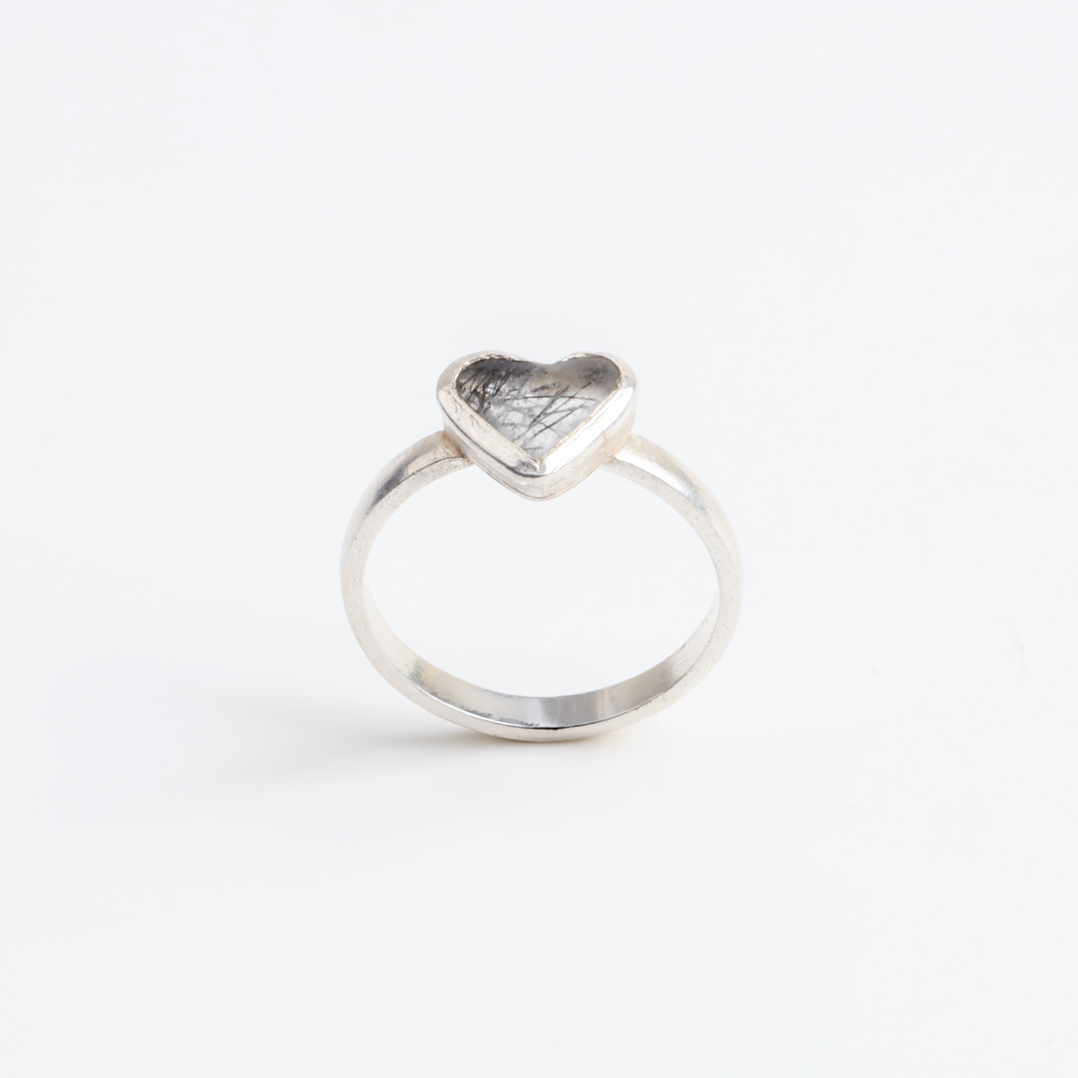 Heart Shape Silver Ring with Natural Stone