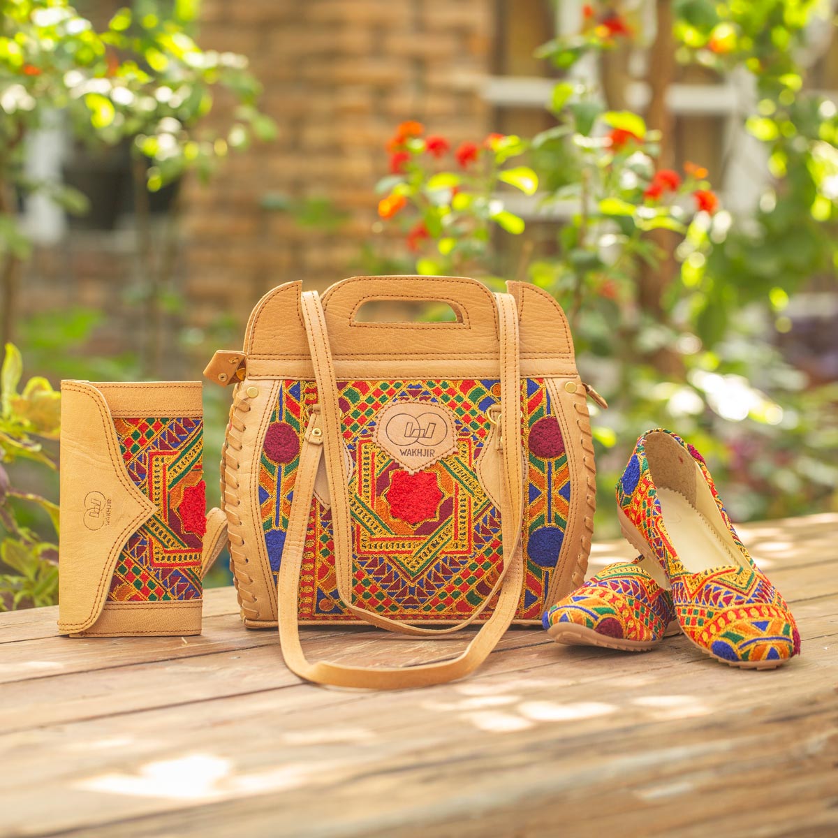 Matching Embroidered Bag, Handbag & Shoe Set | Tote Bag, Clutch Purse & Ballet Shoe Pair