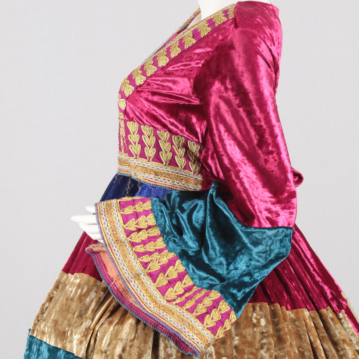 Colorful Cherma Embroidered Fancy Maxi | Velvet Balloon Sleeves Party Wear Dress