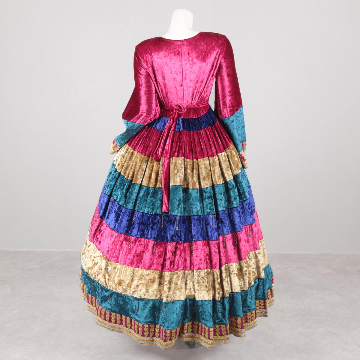 Colorful Cherma Embroidered Fancy Maxi | Velvet Balloon Sleeves Party Wear Dress