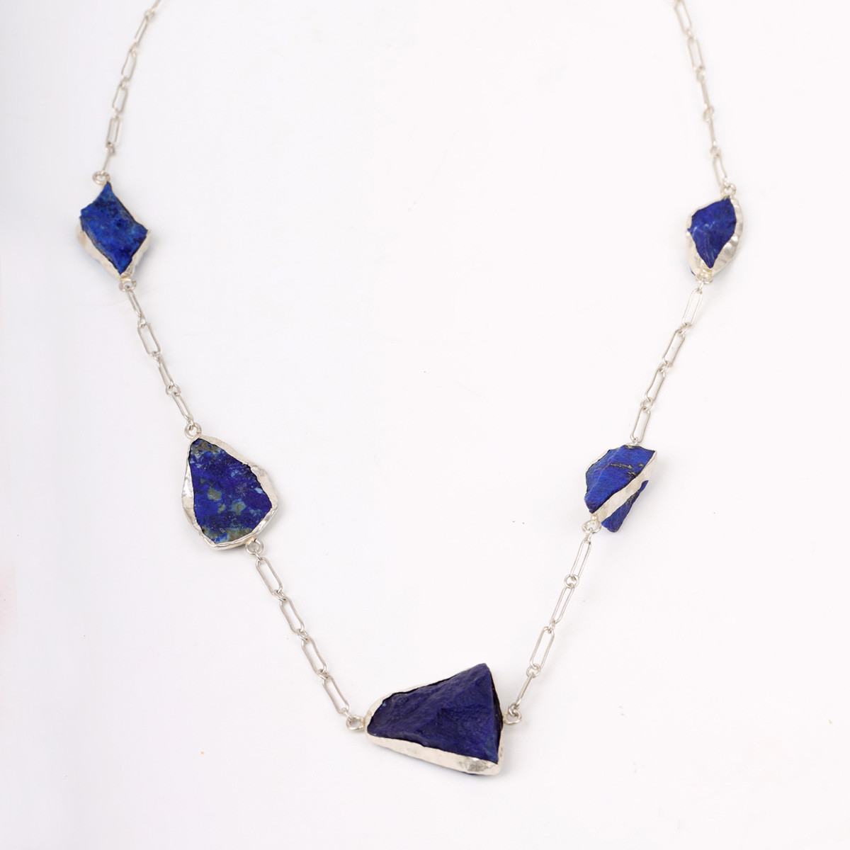 Lapis Lazuli Charm Necklace |  999 Silver Matinee Necklace 
