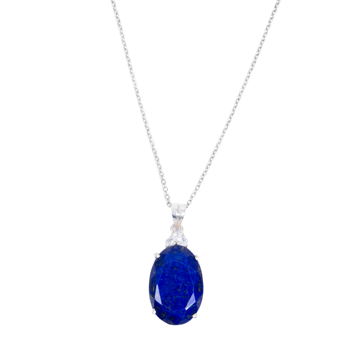 Blue Lapis Pendant | Round Silver Drop Locket