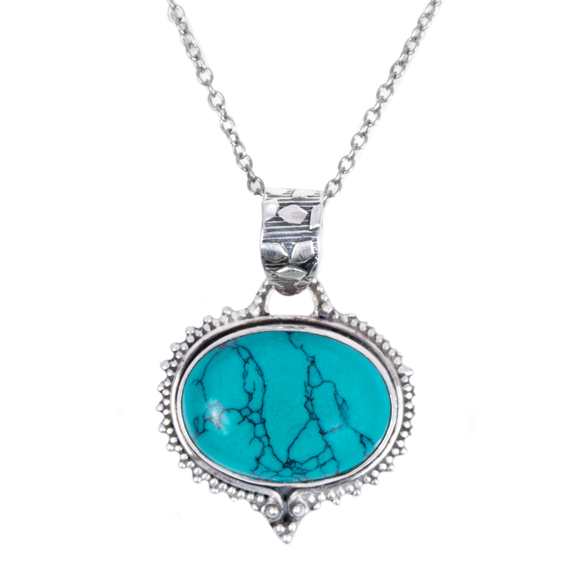 Turquoise Drop Pendant | Silver Heart Style Locket 